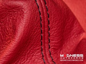 FIAT 124 Spider Gear Shift / eBrake Kit - Boot Red Leather w/ Black Stitching